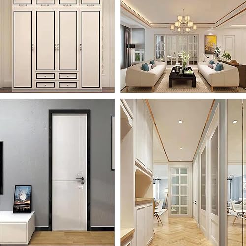 Miniatura 8 de Molduras y adornos de pared  Acabado dorado metalizado similar a un espejo, diseño de despegar y pegar, 16.4 pies x 0.4 pulgadas acero inoxidable 201