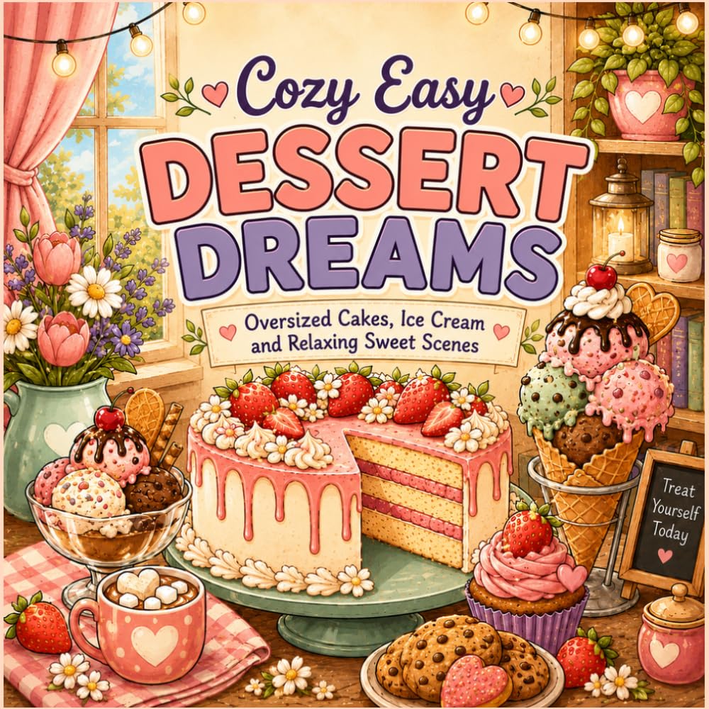 Cozy Easy Dessert Dreams: Oversized Cakes, Ice Cream and Relaxing Sweet Scenes