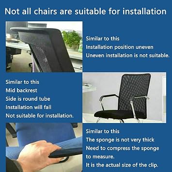 SONLED Universal Adjustable Height Upholstered Headrest with Long and Short Screw Accessories for Chair Headrest, Pillow Mesh Chair Ergonomic High Swivel Executive Chair Black 2.2cm/0.86in
