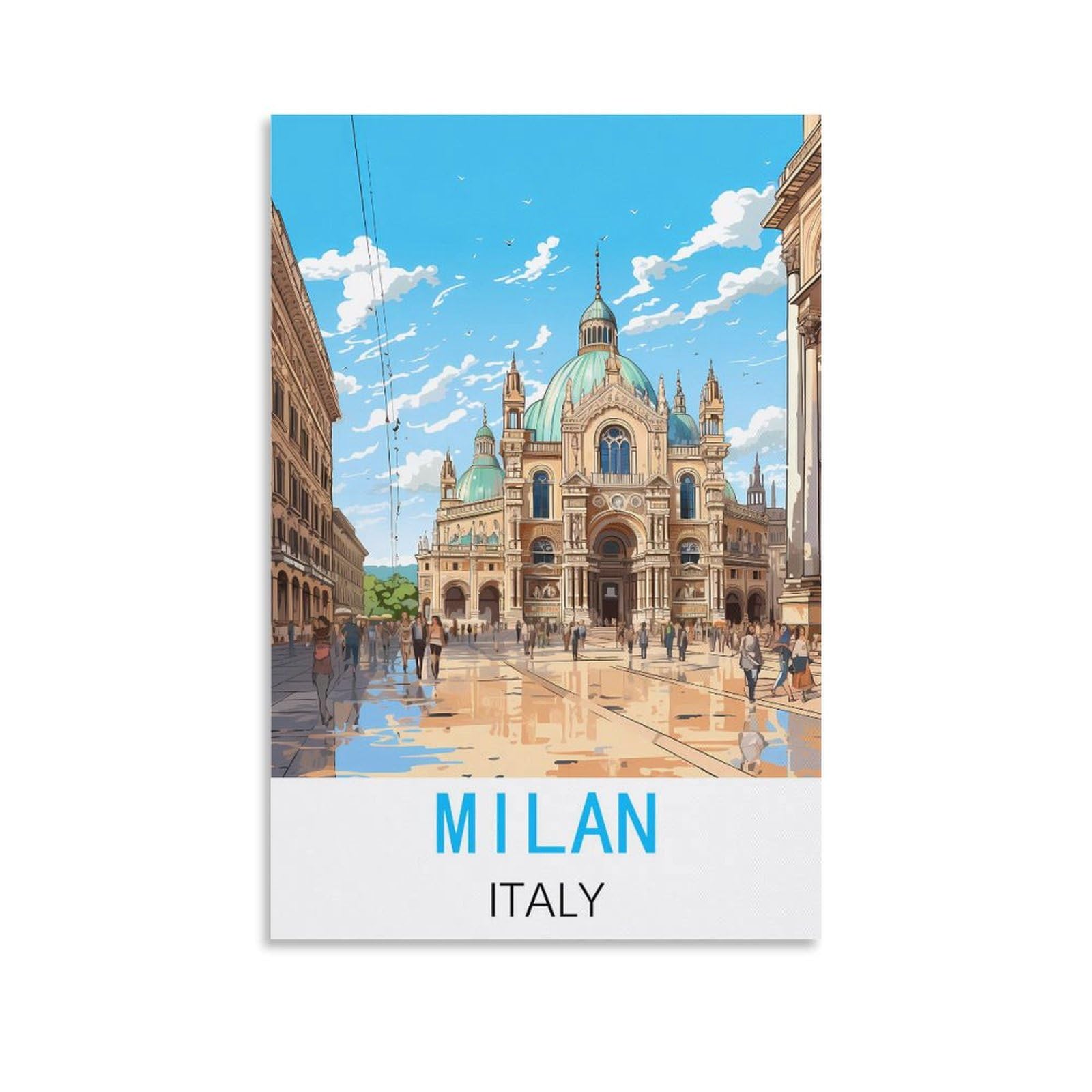 Hsayyiii Unframe-Style Milan Italy Vintage Travel Poster 08X12inch(20X30cm) Canvas Art Poster And Wall Art Picture Print Bedroom Decor