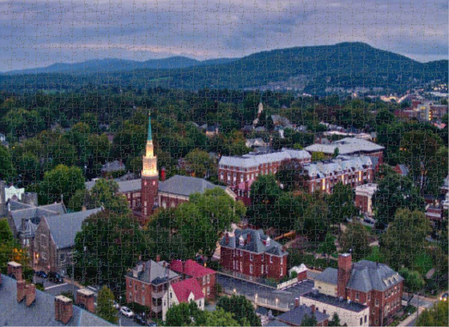 Jigsaw Puzzles 500 Pieces for Adult Children High Aerial Shot Downtown Charlottesville Virginia Market Street Park Puzzles Family Fun and Casual