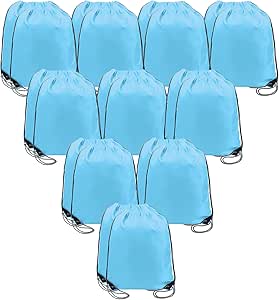 Amazon.com | BeeGreen Sky Blue Drawstring Backpack Bags Bulk 20 Pack X ...