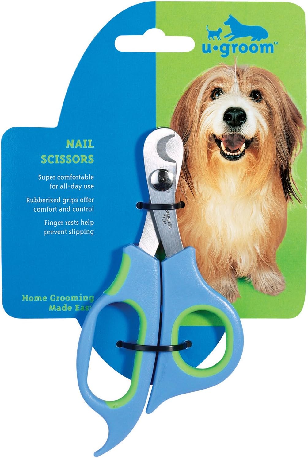 u•groom Straight Nail Scissors — Rubberized Scissors for Trimming Pets' Nails, 5½"