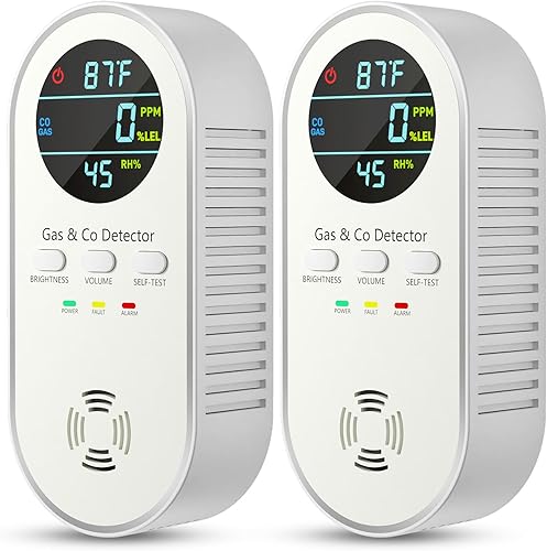 Miniatura 11 de Detector de fugas de gas natural y detectores de monóxido de carbono enchufable, detector de monóxido de carbono portátil 5 en 1 con ajuste de