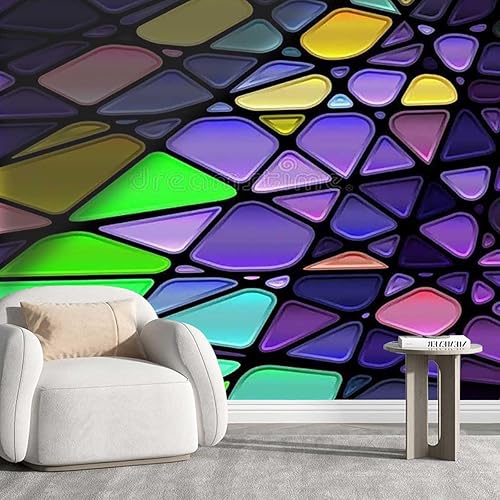 Papel tapiz adhesivo colorido para cocina, decoración de mosaicos, papel tapiz geométrico retro para dormitorio, fácil de instalar (48 pulgadas de