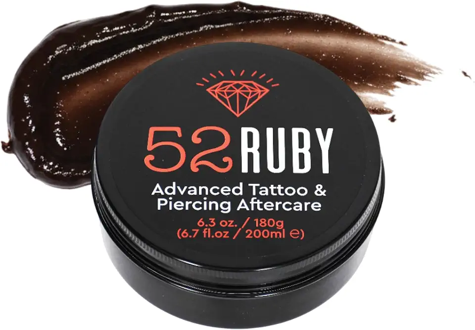 52 Ruby Advanced Tattoo & Piercing Creme pós-tratamento 200 ml – Fórmula grega natural, cura rápida e alívio da dor, sem produtos químicos