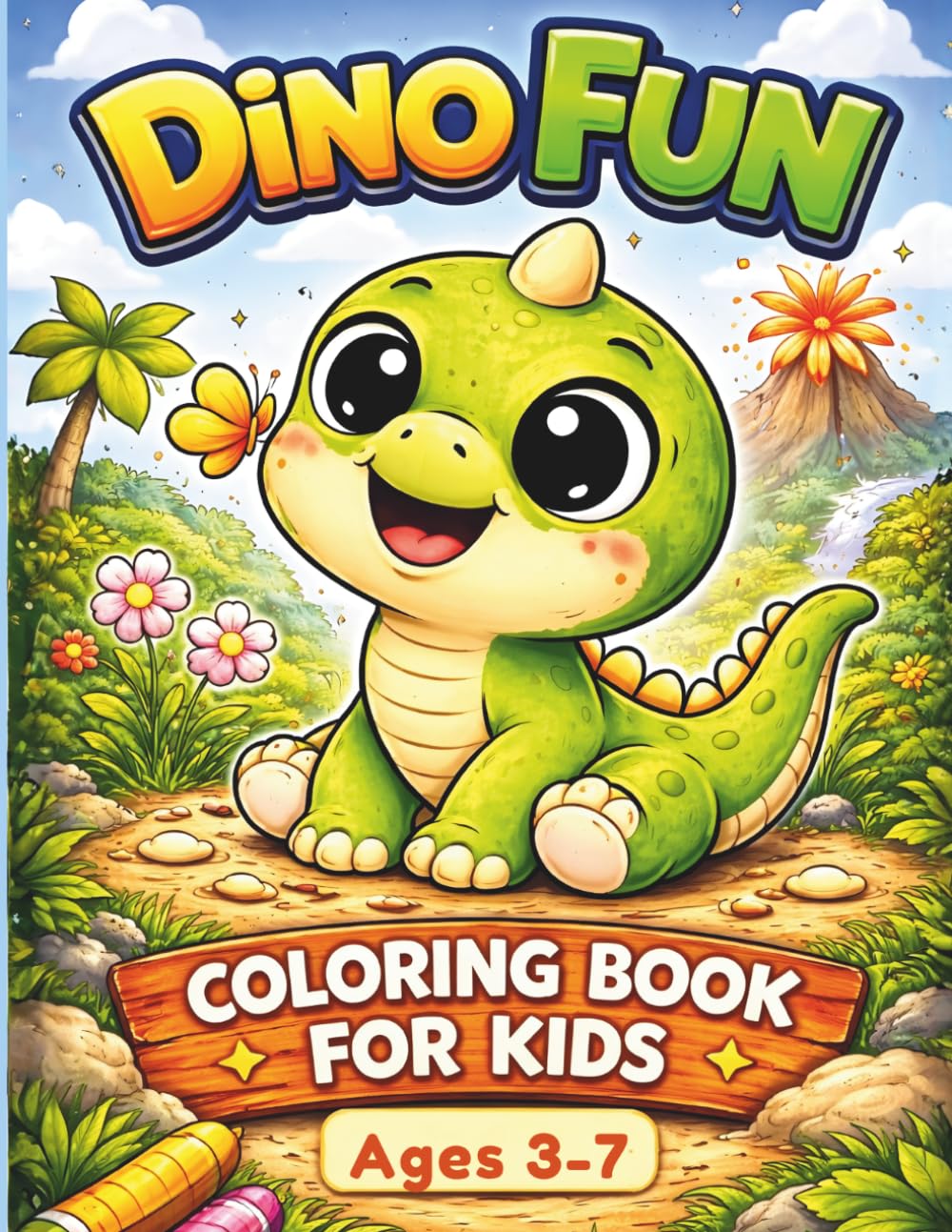 Dino Fun Coloring Book for Kids: Cute & Easy Dinosaur Coloring Pages for Ages 3-7 (Fun Coloring Adventures)