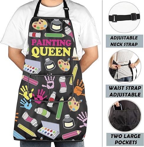 Miniatura 4 de MNIGIU Delantal ajustable para pintor, pintura de regalo, con bolsillos, divertido regalo temático para artistas