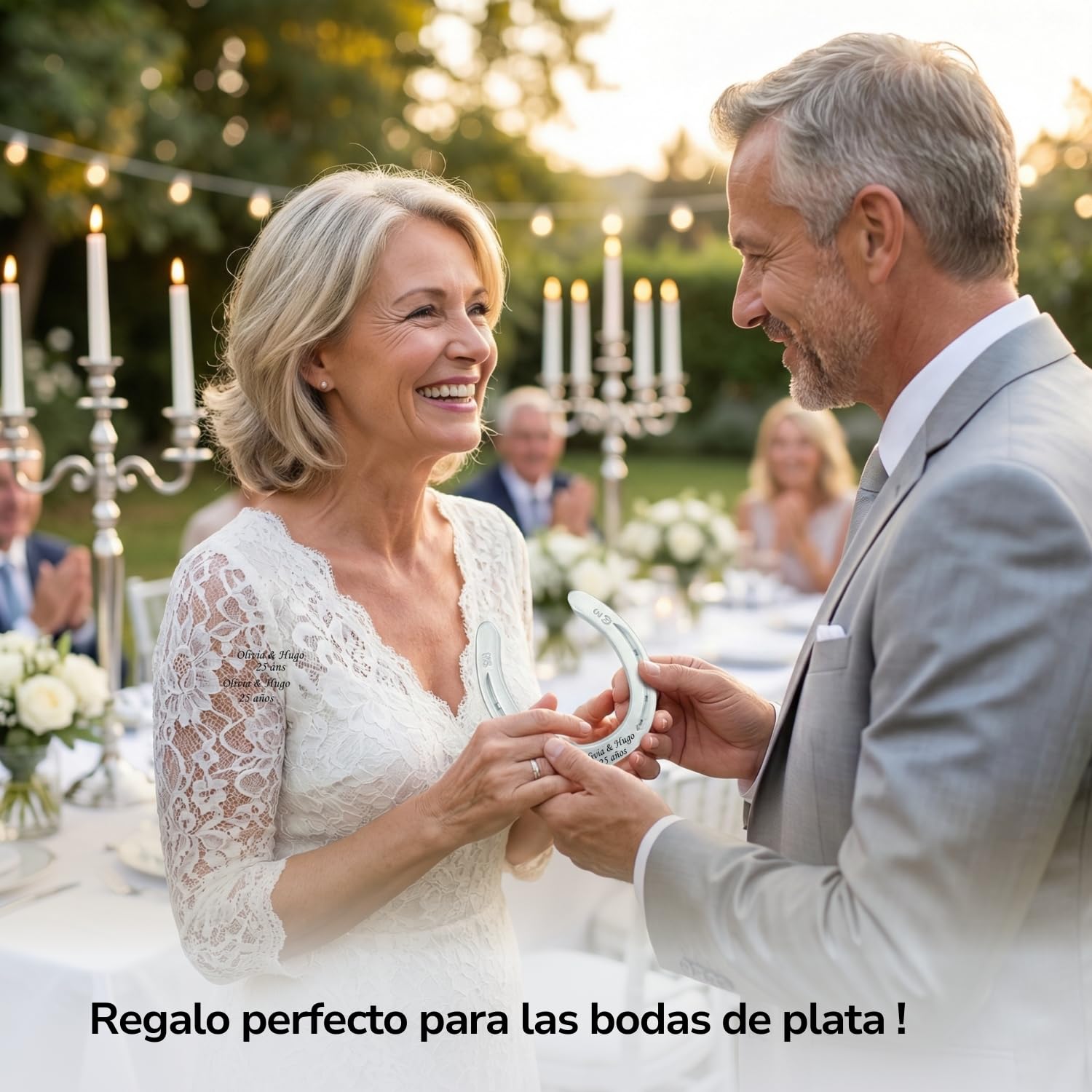 Dttra Herradura con grabado personalizado de hierro pesado, herradura original de caballo, lacada en plata, herradura de la suerte personalizada para boda o regalo de inauguración