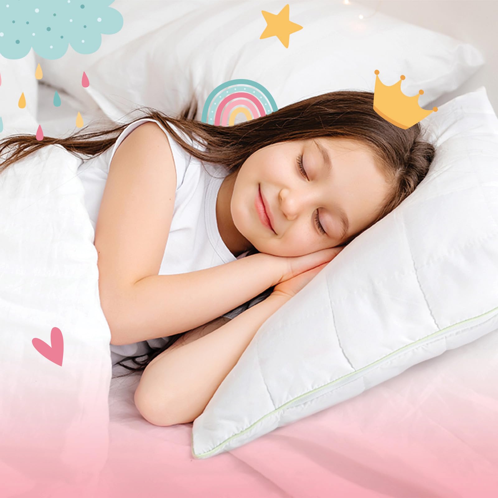 VITAPUR Exclusif Oreiller pour Enfant 40x60, Lot de 2 – Mon Oreiller pour des Nuits Douces – Oreiller de Lit avec Housse Antiallergique – Certifié Öko-Tex