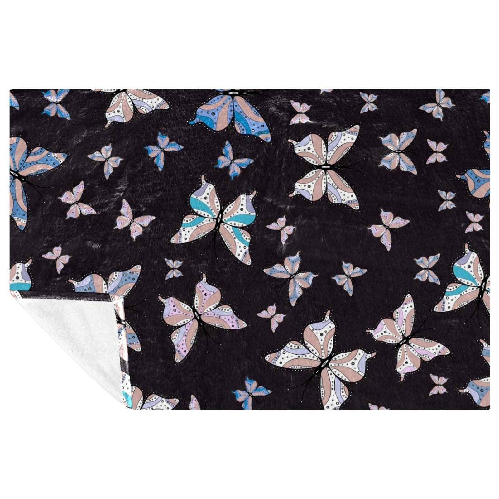 Couverture papillon aquarelle douce et chaude pour lit et canapé de 150x100 cm