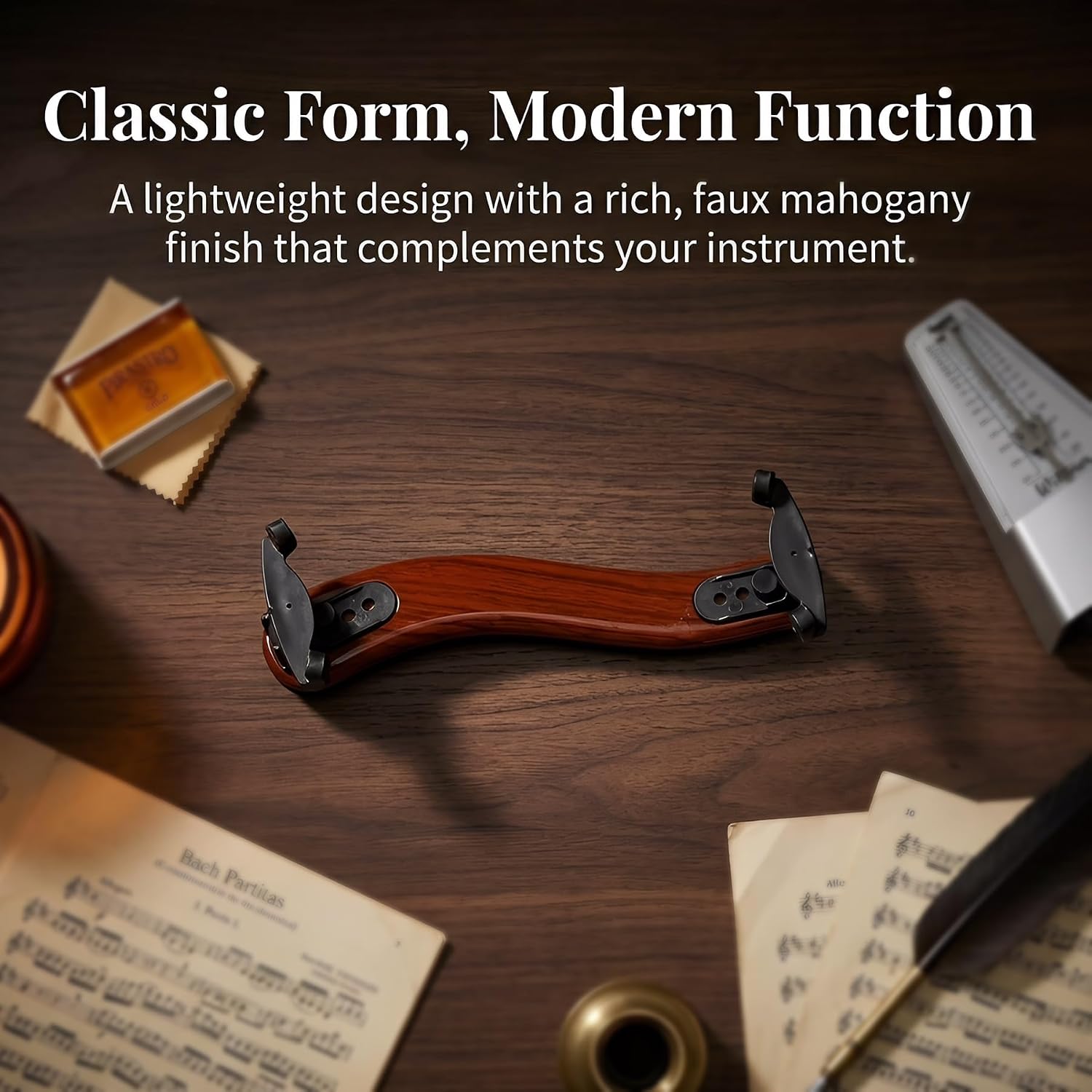 NANYI Violin Shoulder Rest for 4/4 and 3/4 with Collapsible and Height Adjustable Feet, Imitation wood grain.