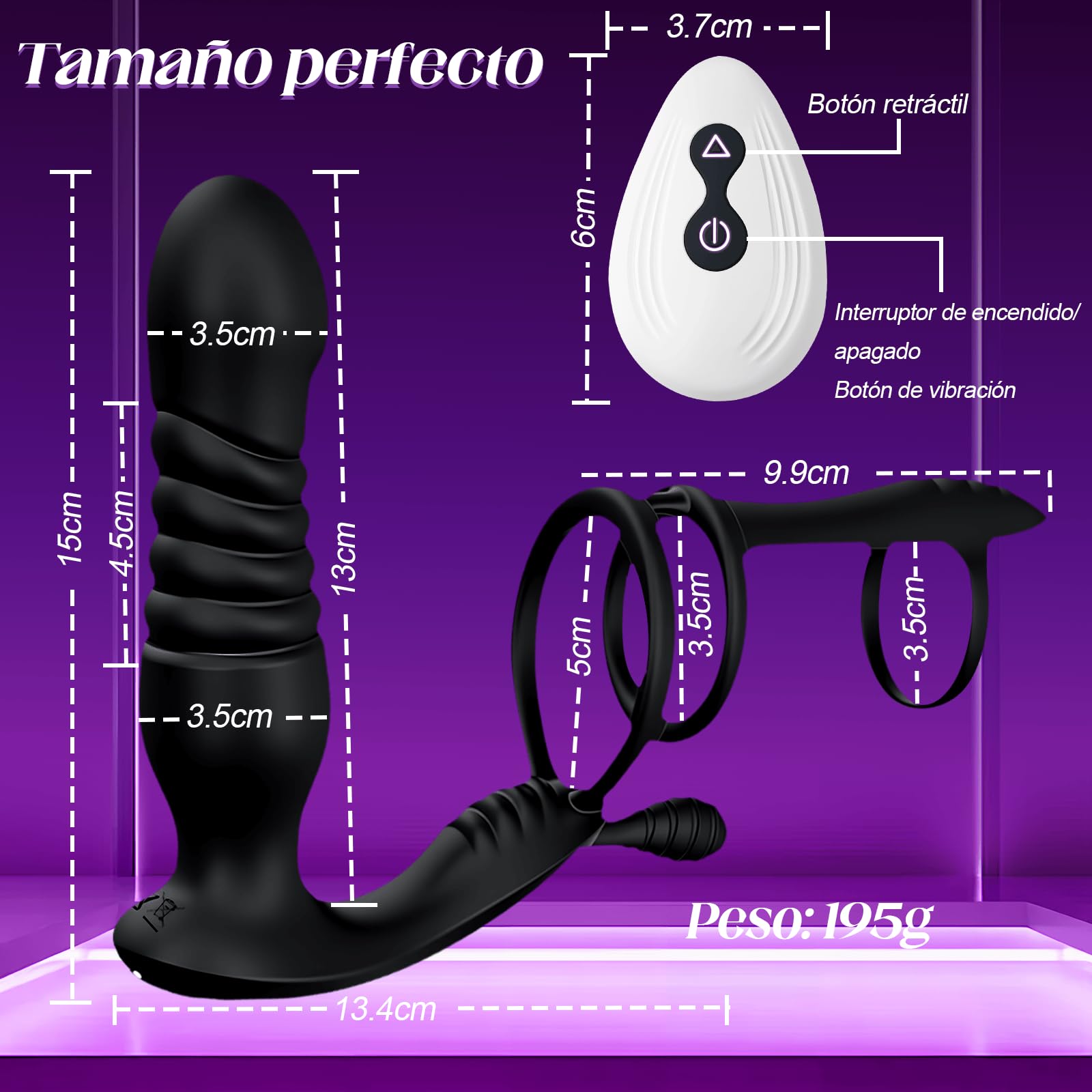 Vibradores Anales para Hombres Anillo Pene Estimulador Prostata | 10 Modos Telescópicos & Vibración Dilatador Vibrador Plug Anal con Vibración Consoladores Próstata Juguetes Sexuales Hombre