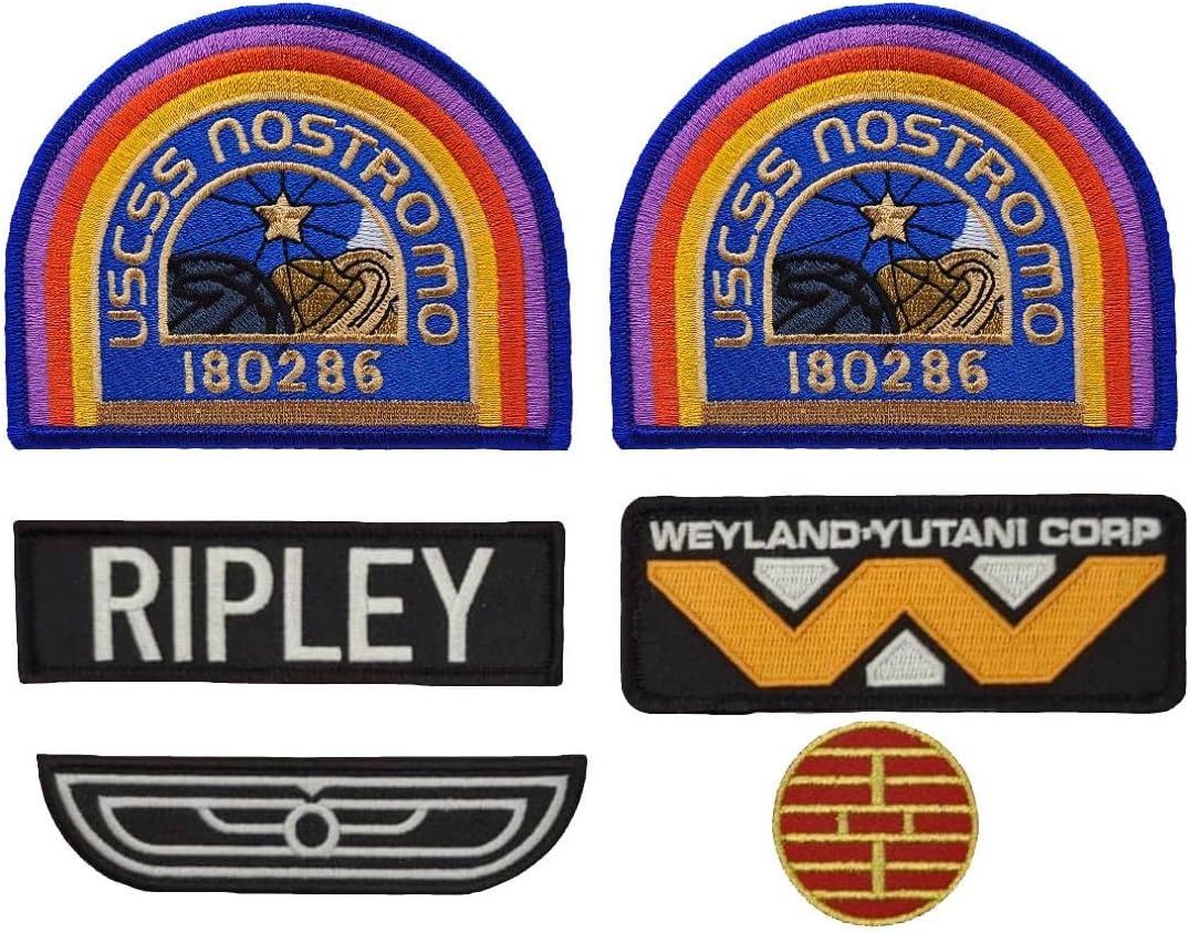 (Style may VARY) Alien Ripley U.S.C.S.S Nostromo Flight Wings Patch 6pc Bundle Set - Iron on sew on Backing B235