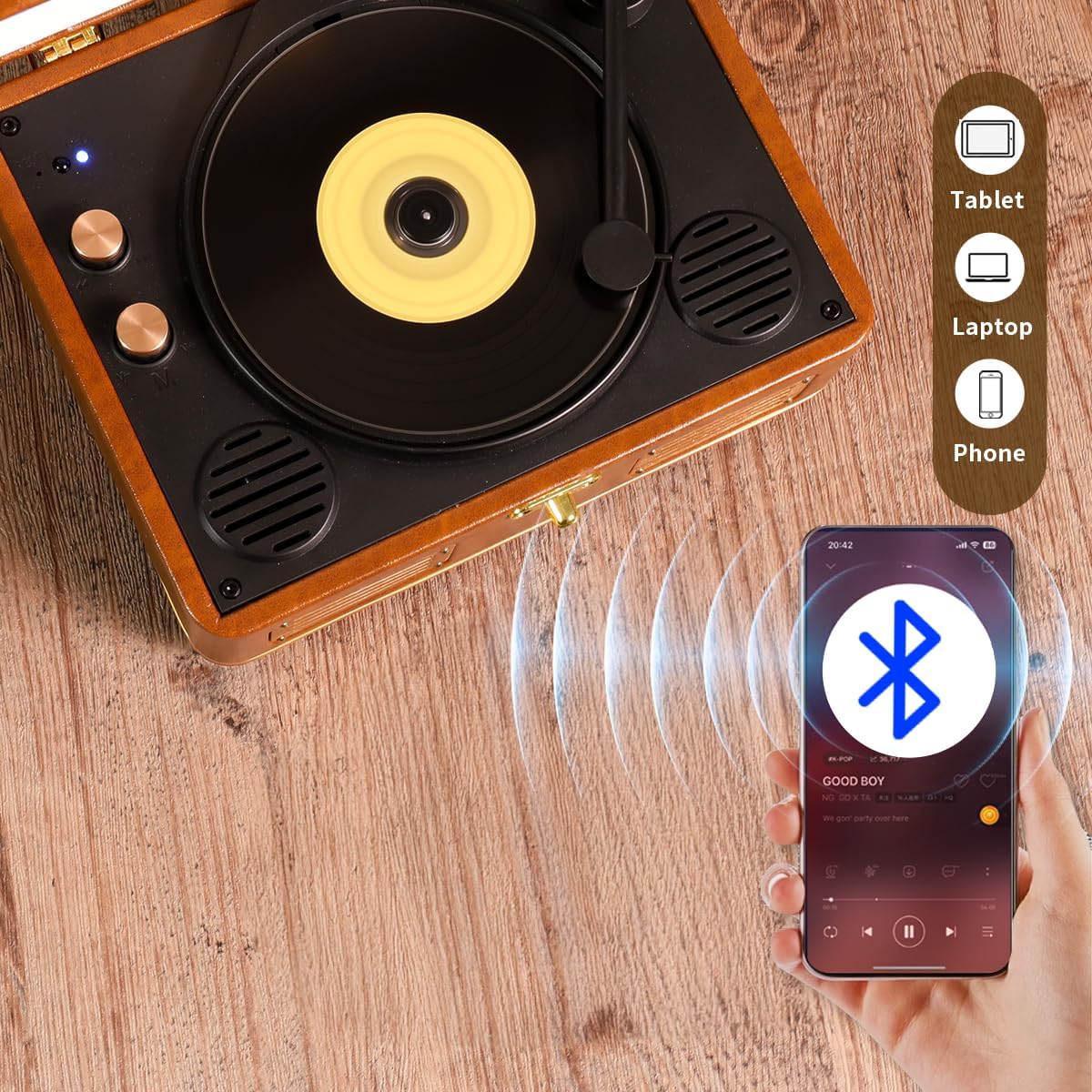 Portable CD Player with Bluetooth, 4000mAh Battery, CD/USB/Bluetooth/AUX, Home Audio CD Player with Remote Control for Adults Kids