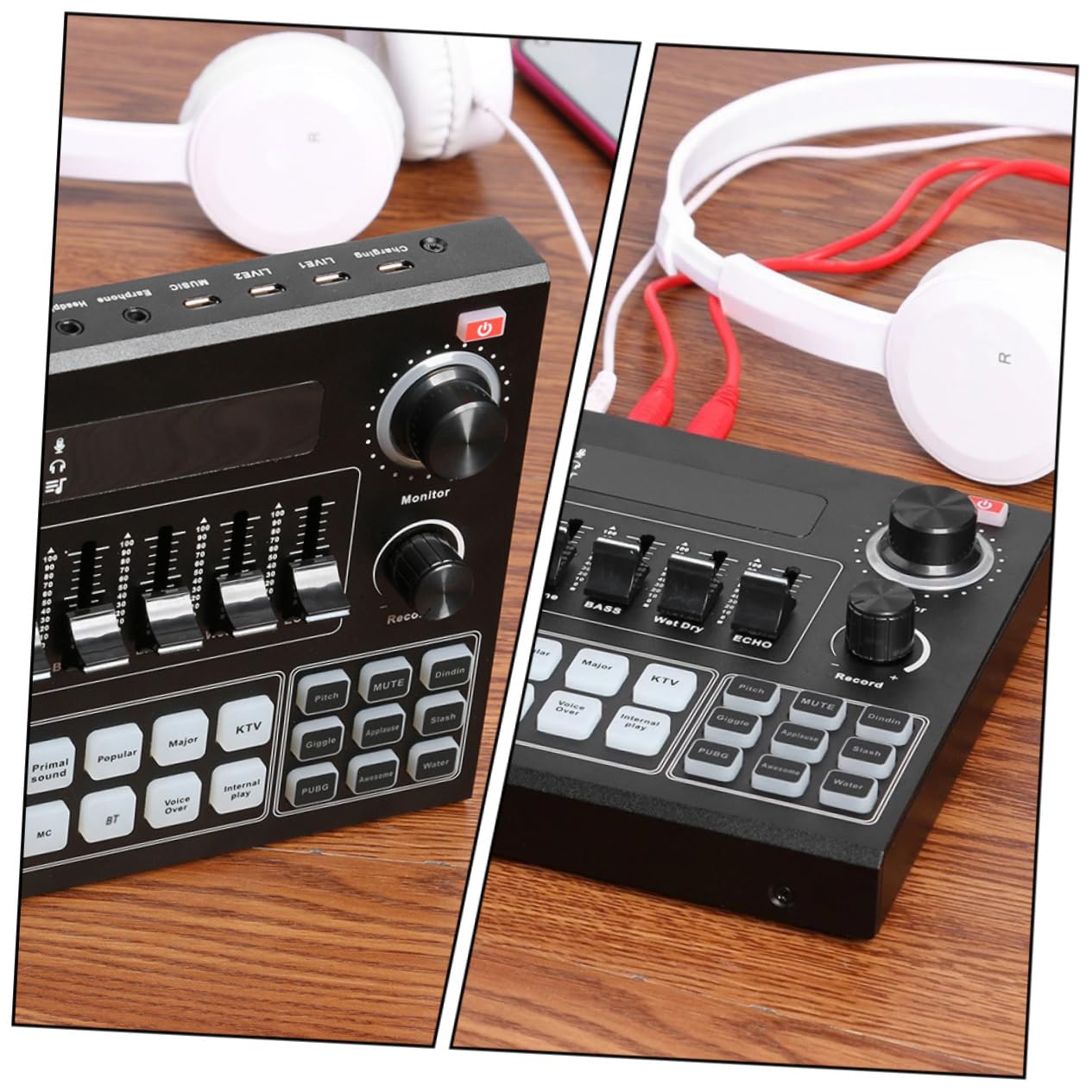 VANZACK Voice Changer Portable Live Sound Card for Dual Mobile Phones Computers Sound Effects Easy Bass Treble for Streaming Gaming