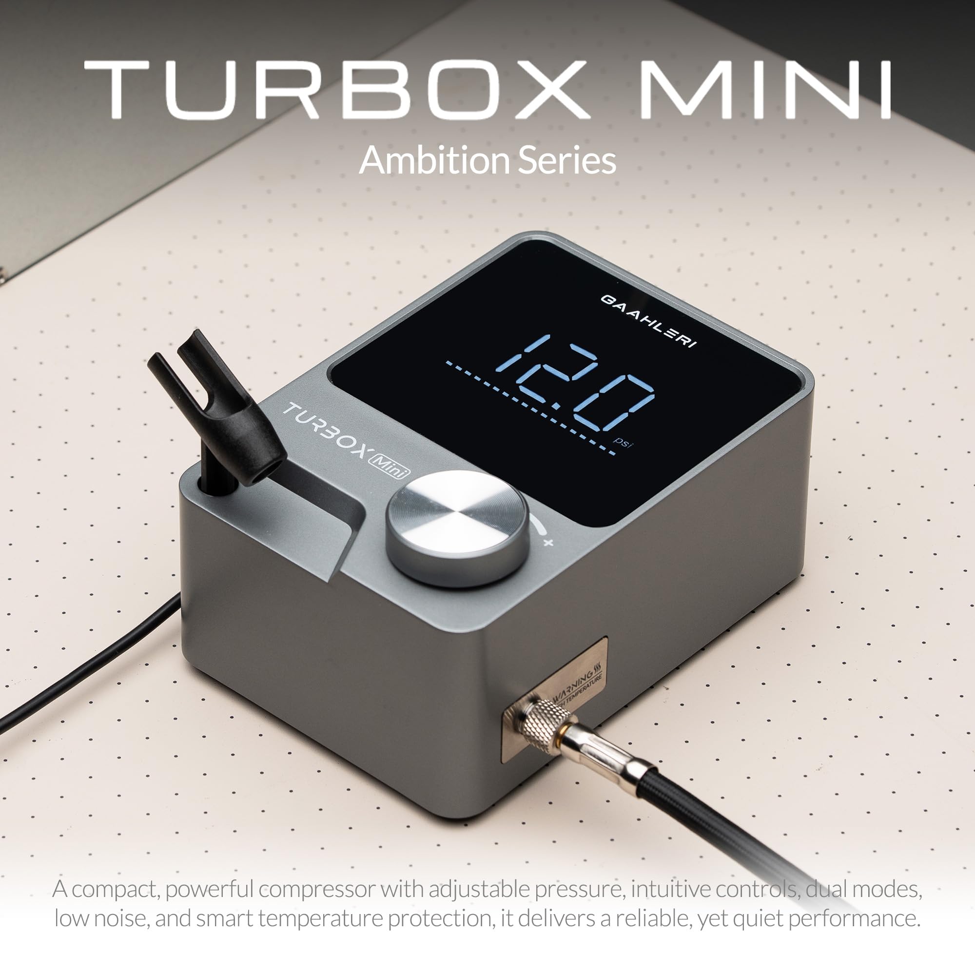 Gaahleri Turbox mini Luftkompressor mit 18-stufiger Luftregelung, extrem leise mit zwei Betriebsmodi, Digitaldisplay, Einsteiger-Set für Malerei, Modellbau, Tortendekoration und Make-up