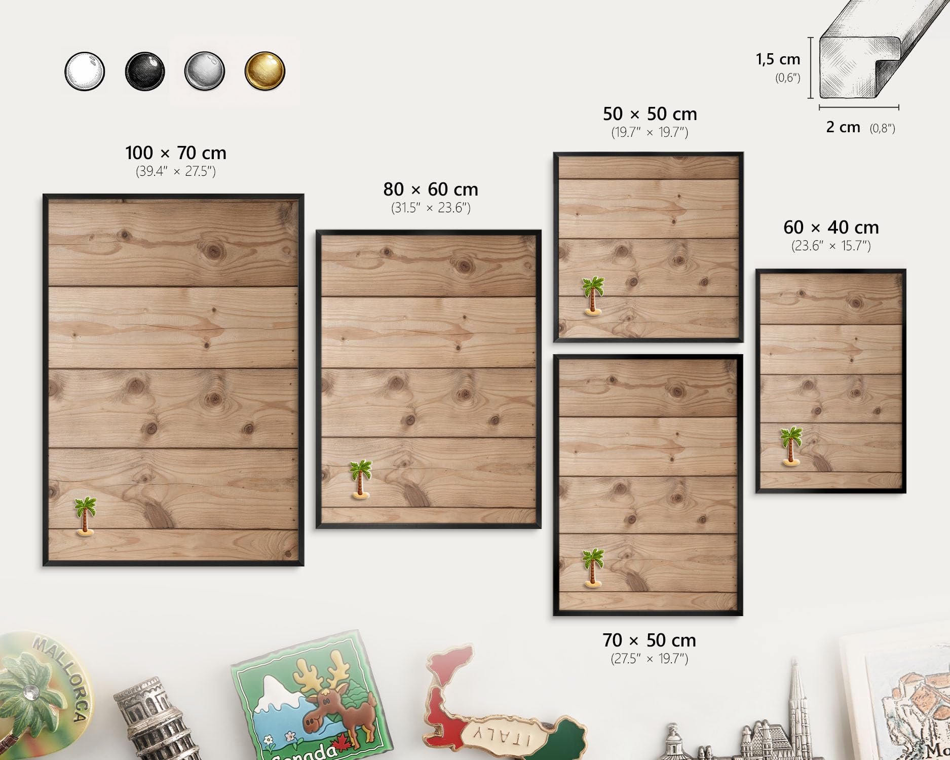 Panel Magnético Creativo 60x40 cm | con Marco Negro | Textura De Madera | Montaje Fácil | Pizarra de Pared Escolar | Para Letras Magnéticas, Números, Notas de Estudio y Calendario