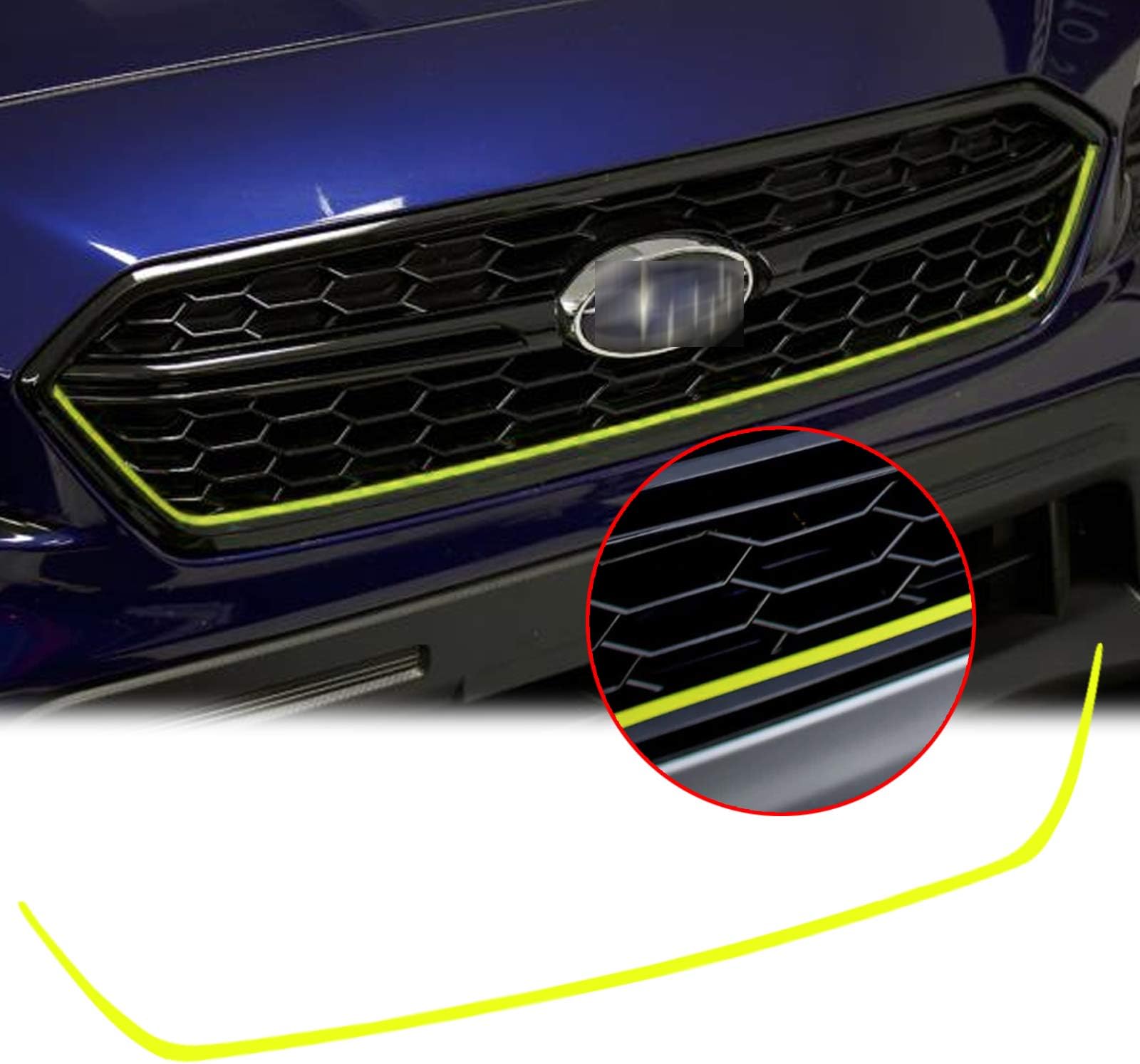 x xotic tech Front Grille Pinstripe Pre-Cut Styling Front Hood Panel Edge Molding Trim Vinyl Sticker Decal Compatible with Subaru WRX STI 2015-2017 (Fluorescent Yellow)