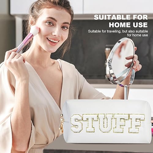 Miniatura 5 de Burskit Preppy Patch Stuff Bolsa de maquillaje portátil a granel de piel sintética bolsa de cosméticos impermeable organizador de viaje con