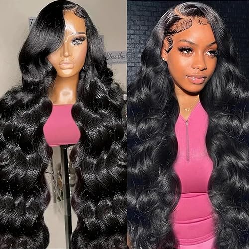 28 Inch Body Wave Lace Front Wigs Human Hair 180% Density 13x4 Lace Front Wigs Human Hair Pre Plucked with Baby Hair HD Transparent Glueless Wigs Human Hair Lace Frontal Wigs Human Hair Wigs for Women