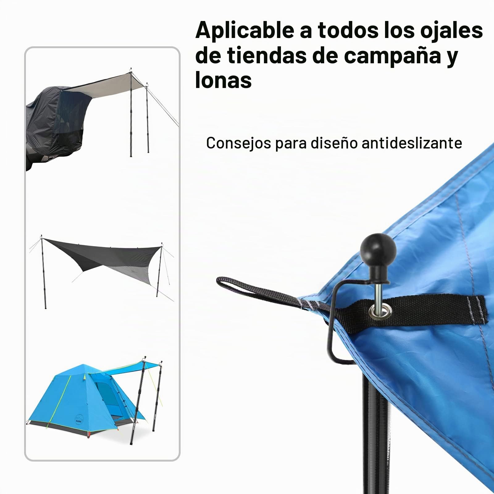 KOMCLUB Juego de 2 barras telescópicas para tiendas de campaña, de aluminio, 85 – 250 cm, ajustable, ultraligeras, barras telescópicas para toldos, tiendas de campaña, lonas de camping