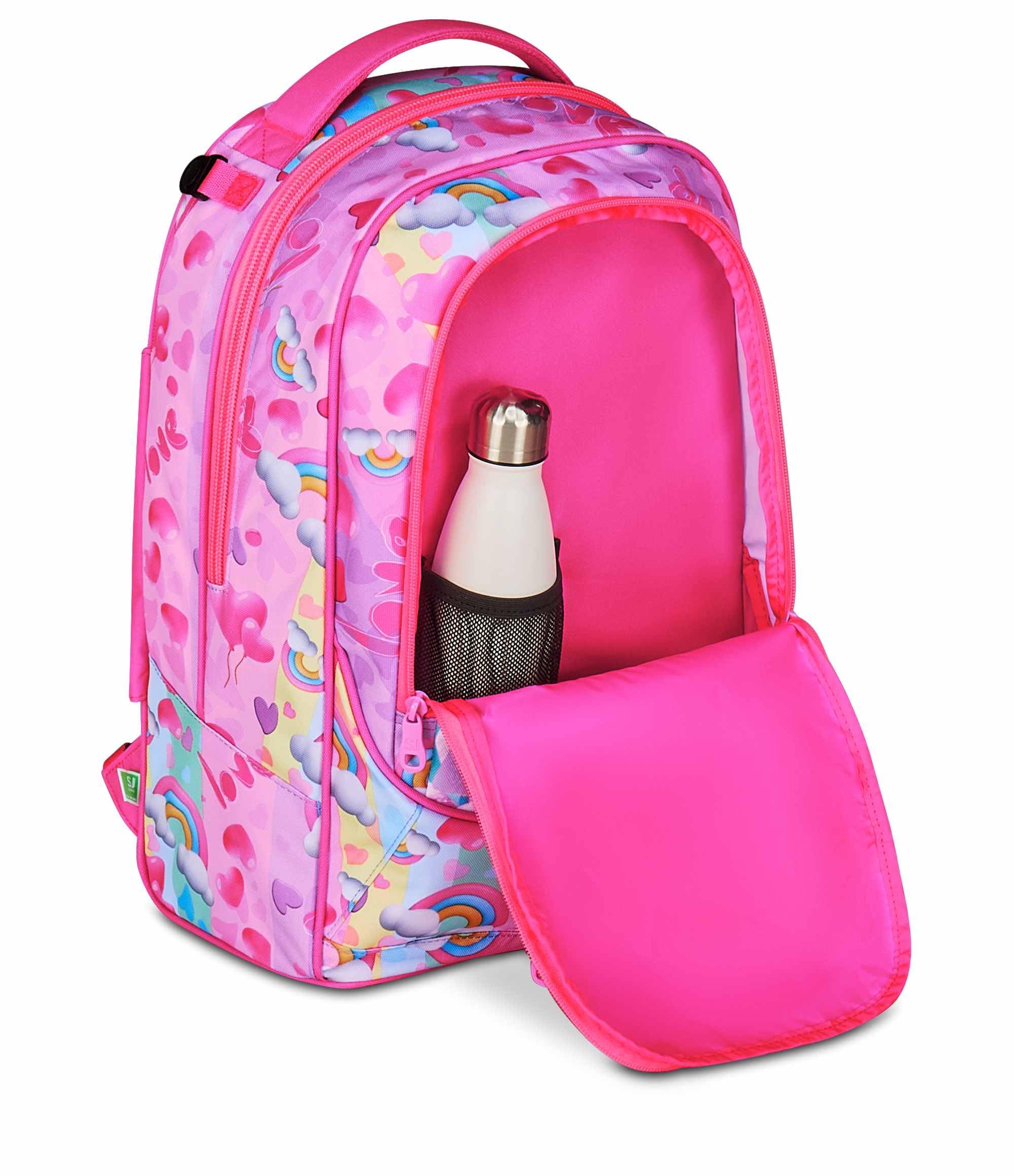 SJ GANG STYLE JAM GANG Trolley Scuola Jack 3 Ruote, Fucsia, 3 in 1, Zaino Triplo Uso con Carrello Sganciabile, 33 L, Zaino Scuola Elementare, Zaino Bambina
