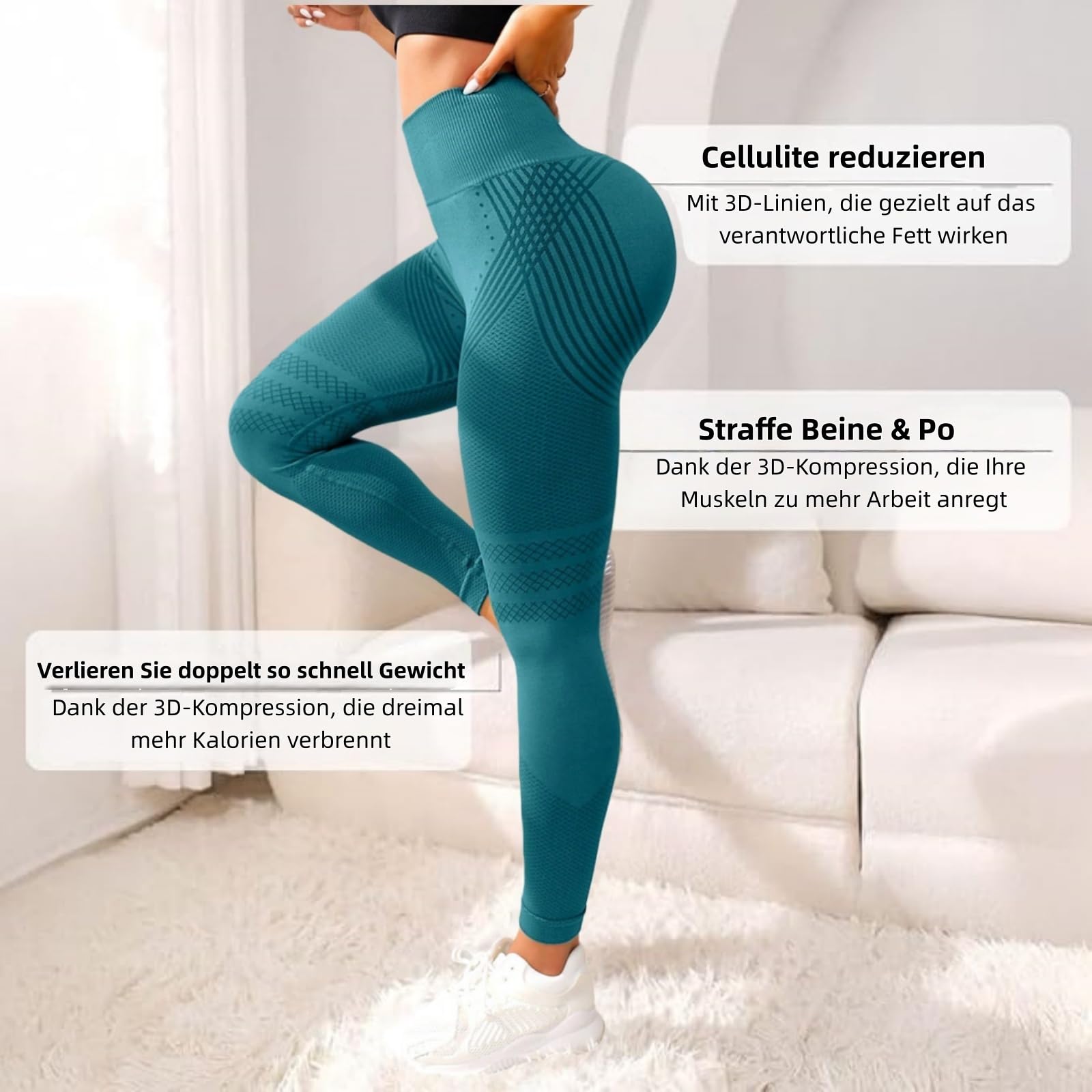 Coreex Cellulite Legging de compression Coreex Celluflex 3D, anti-cellulite, amincissant sans coutures pour le ventre et les jambes, idéal pour la vie quotidienne, les loisirs et le sport