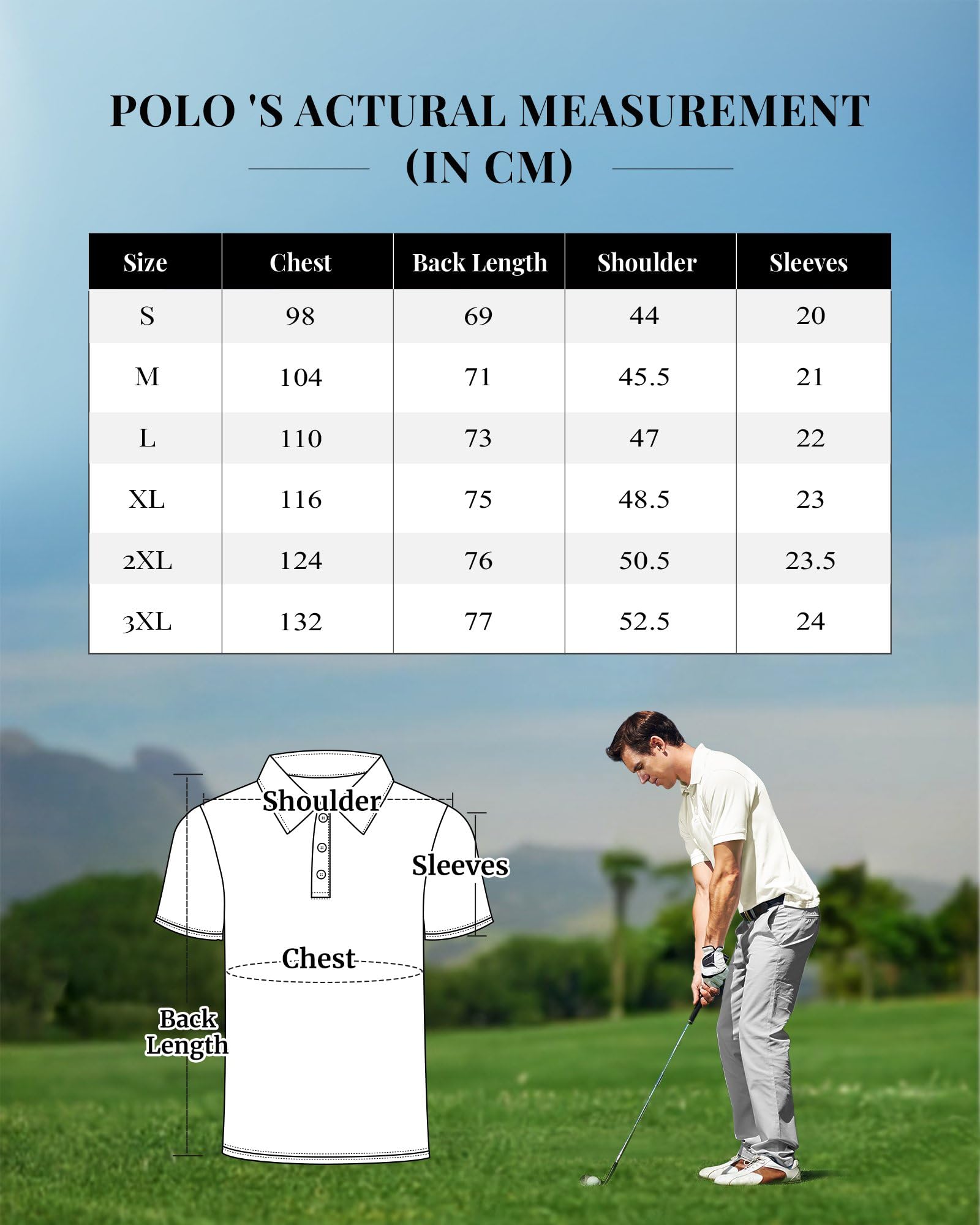 33,000ft Polo Homme Chemise de Golf Protection Solaire UPF50+ T-Shirt d'été à Manches Courtes Séchage Rapide Performance Chemise de Sport Extérieur Polo Chemise de Golf Tennis