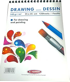 Drawing Pad, 25 x 35 cm, 140 gsm, 12 Sheets, Spiral-Bound Art Paper
