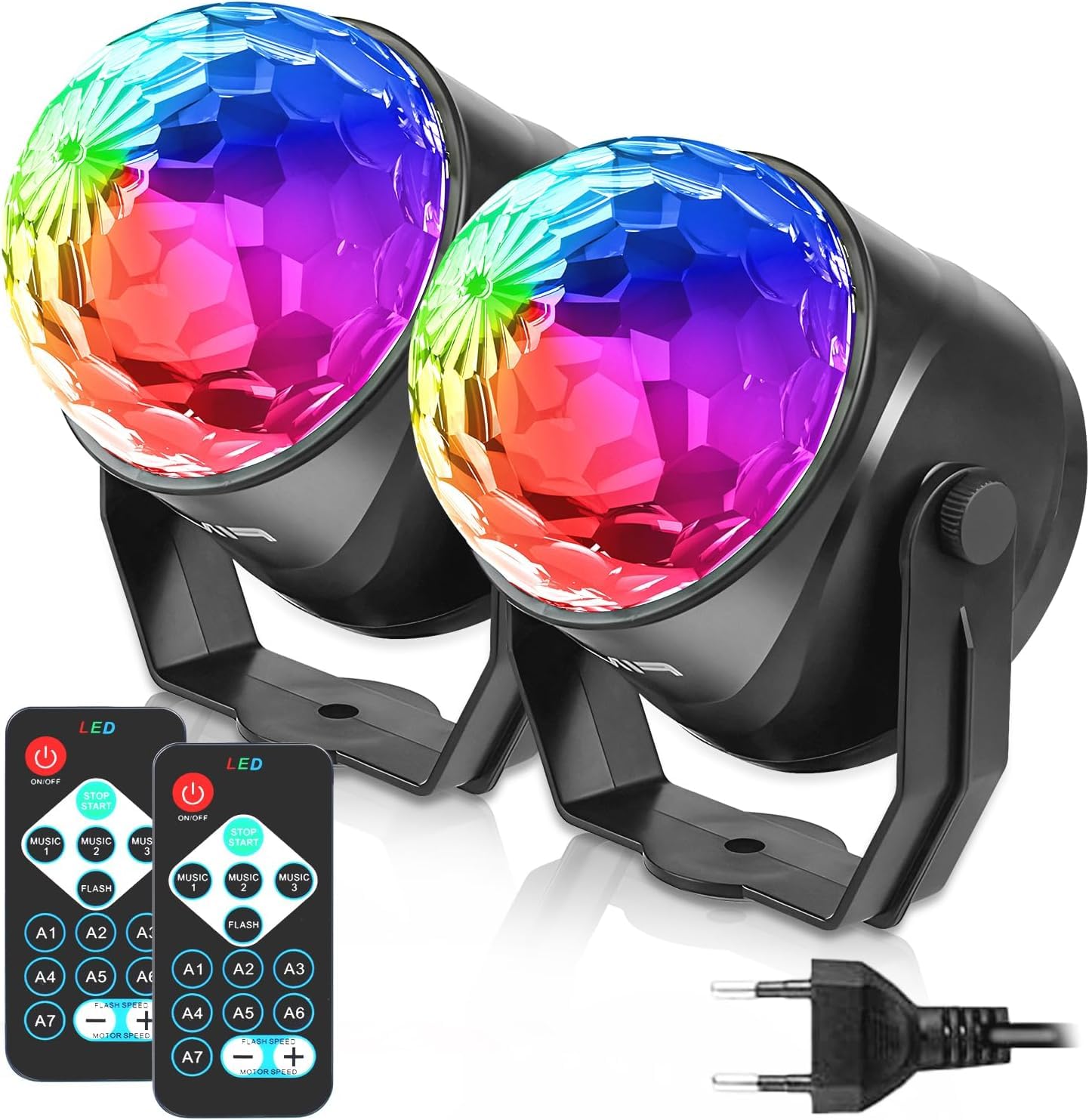 FIMEI Boule Disco 2 Pack, Lumière Soirée Lampe de Scène Éclairage de Discothèque Projecteur Effet Spot Stade Télécommande pour Fête, Soirée, Bar, Anniversaire, Club, DJ Disco, Cadeau, Enfants