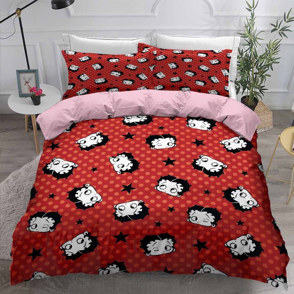 Ste-X Literie 200X200 Parure Housse De Couette Et 2 Taies d'oreiller 80x80cm, Parure De Lit 3 Pièces Doux Moelleux avec Fermeture Éclair (Mignon 05,220 x 240 cm)