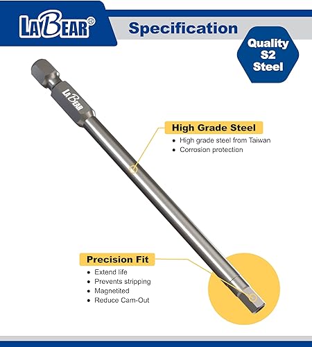 Miniatura 3 de LABEAR - 10 piezas METRIC 4 pulgadas de largo hexagonal de manipulación, puntas de seguridad, vástago hexagonal de 14 pulgadas, juego de puntas de