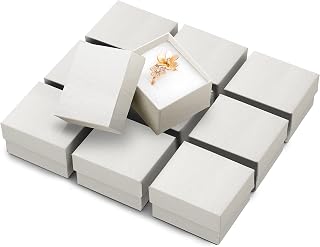 Prestige & Fancy White Jewelry Gift Boxes 10 Pack, 2 x 1.75 x 1.12 Cardboard Ring Boxes with Foam Ring Slot, Ring box, Small Jewelry Boxes for earrings, Rings, for selling, Birthdays, Christmas,