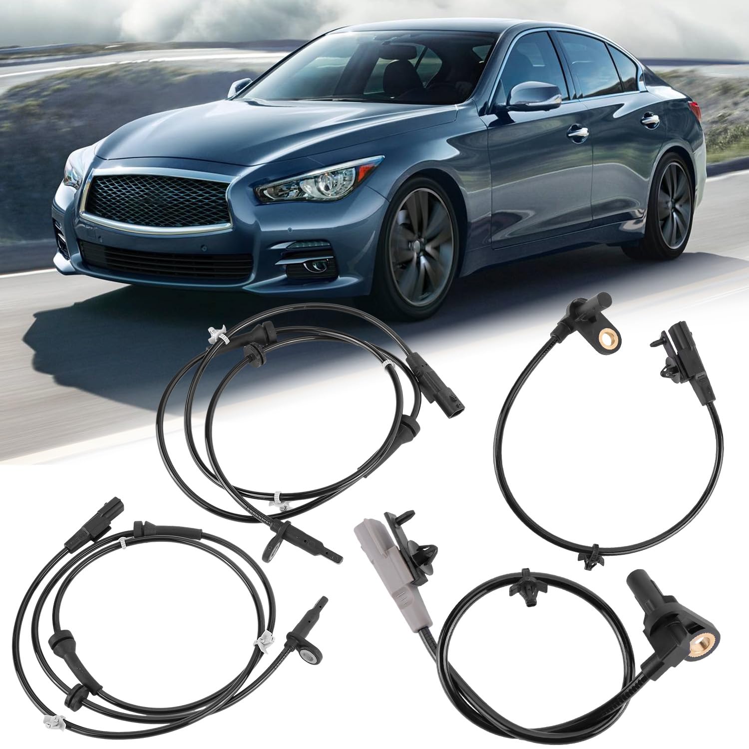 SEADEAR ABS Wheel Speed Sensor Set of 4 for Infiniti Q50/Q60 (Front and Rear)