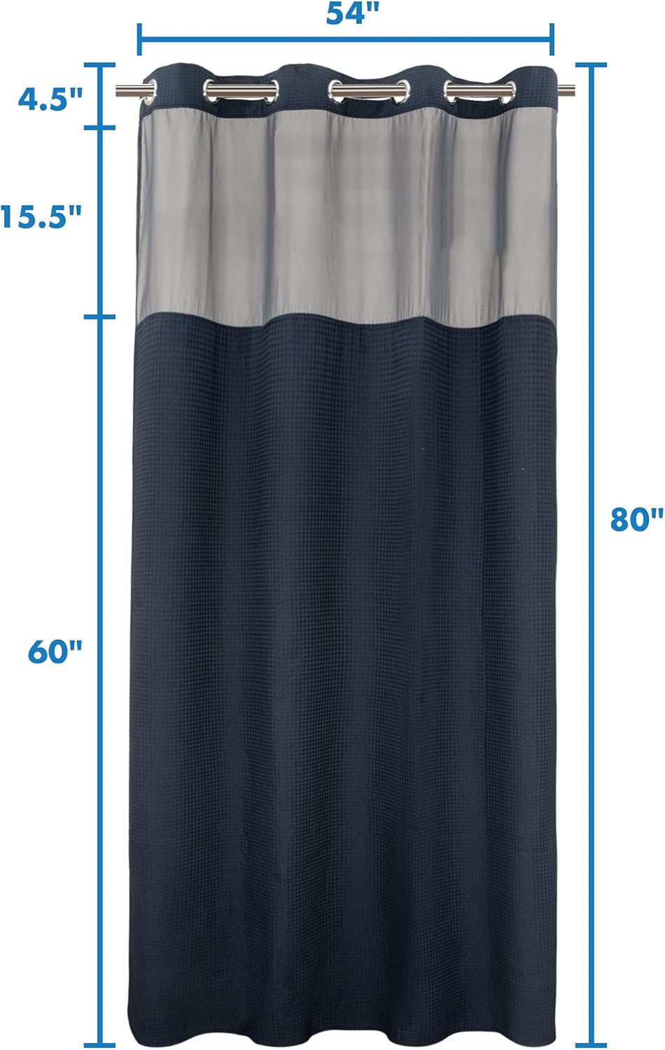 Shower Curtain and Liner Set,No Hooks Needed,Waffle Weave Textured,Hotel Luxury Weighted Bath Curtain,54W x 80H