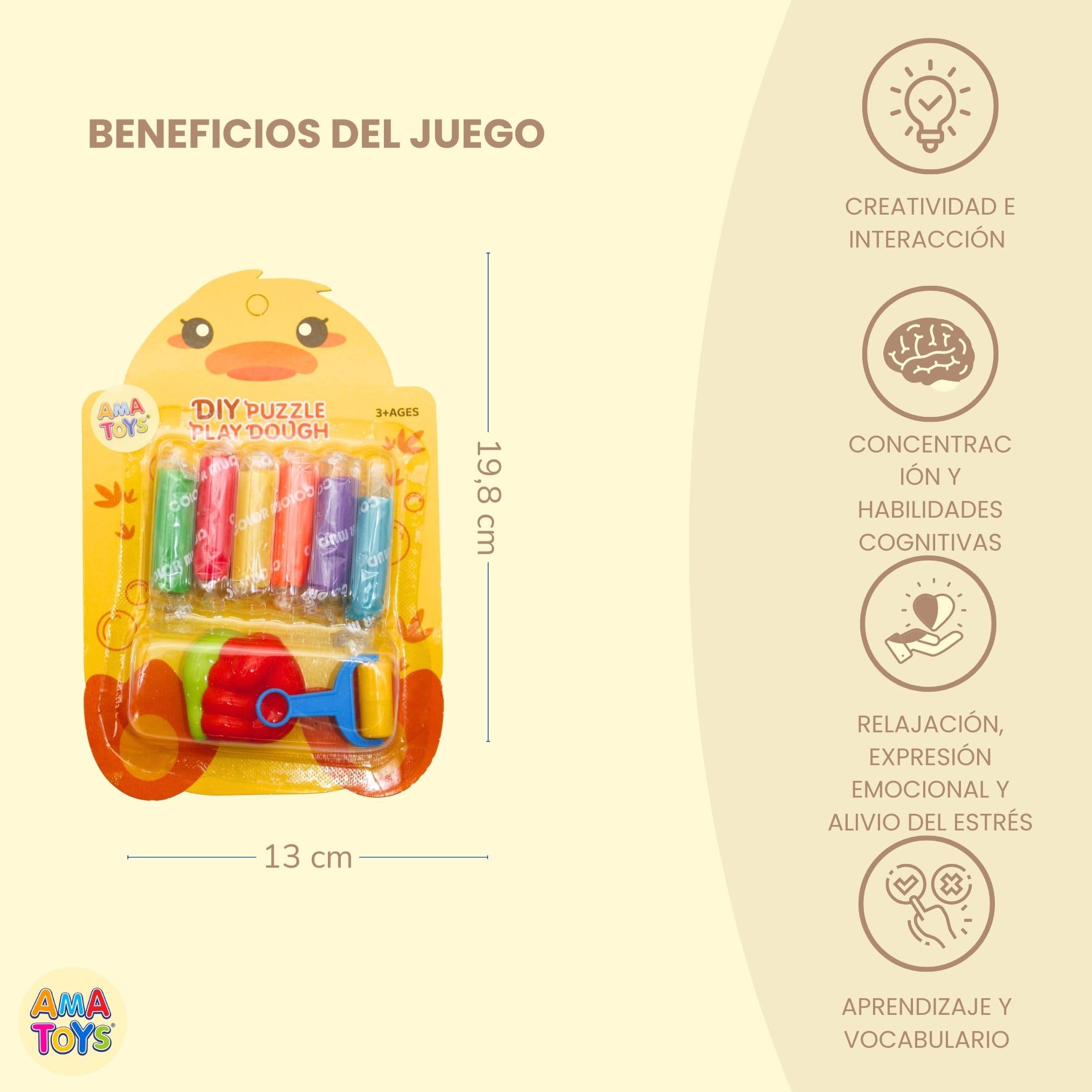 Plastilina con Moldes para Niños - Pack de 12 - AMATOYS - Mini Kit de Manualidades para Cumpleaños, Piñatas, Colegio y Detalles Fin de Curso - Regalitos para Invitados (Pato) — view 7