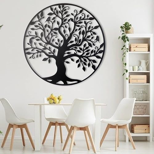 Miniatura 4 de Decoración de árbol de la vida, arte de pared de rama de metal, decoración de pared negra, letrero de árbol de la vida, arte geométrico para pared,