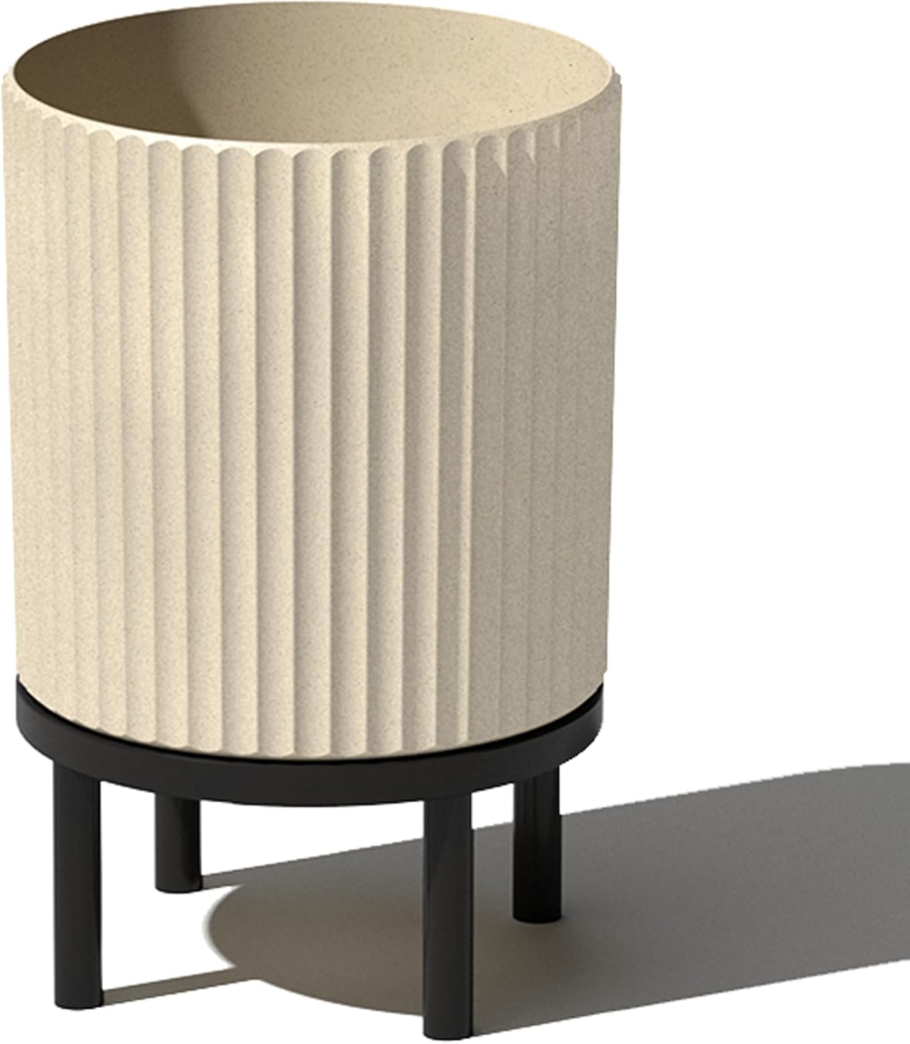 Veradek Demi Series Round Planter w/ Stand for Porch/Patio | Durable Plastic-Concrete & Wooden Stand | Modern Decor for Tall Plants, Flowers
