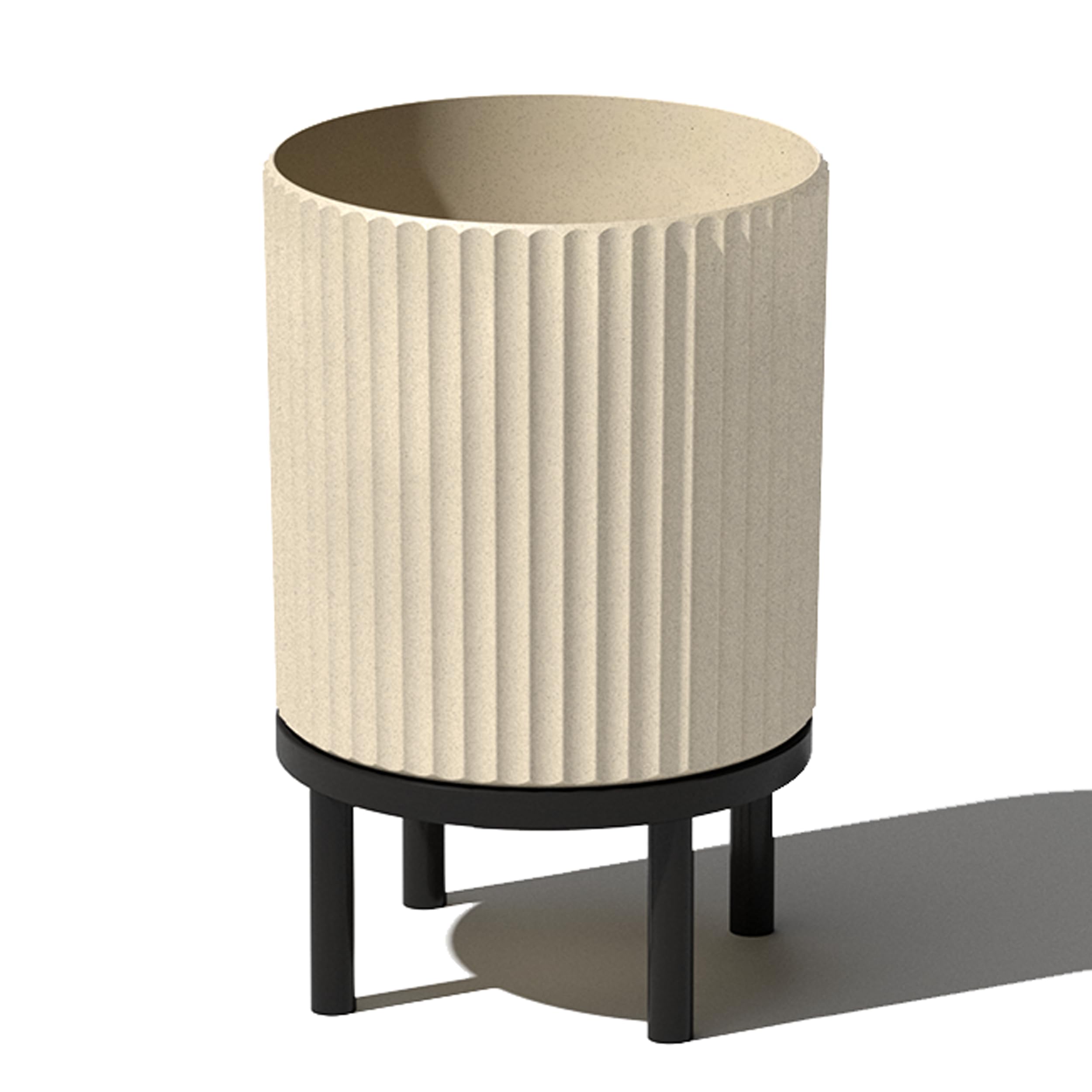 Veradek Demi Series Round Planter w/ Stand for Porch/Patio | Durable Plastic-Concrete & Wooden Stand | Modern Décor for Tall Plants, Flowers
