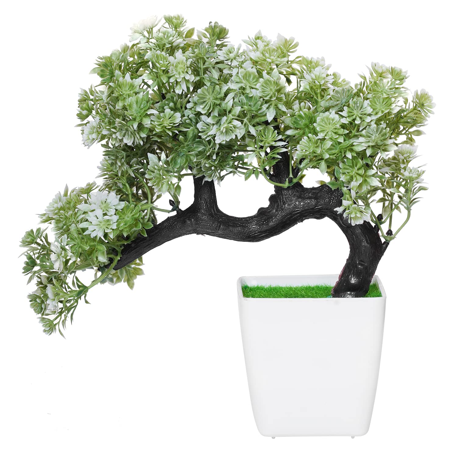 Dekorly® Artificial Colourful Wild Bonsai Plants for Home Decor | Artificial Plants Outdoor, Plastic Plants for Home Office Desk Bathroom Bedroom (White)