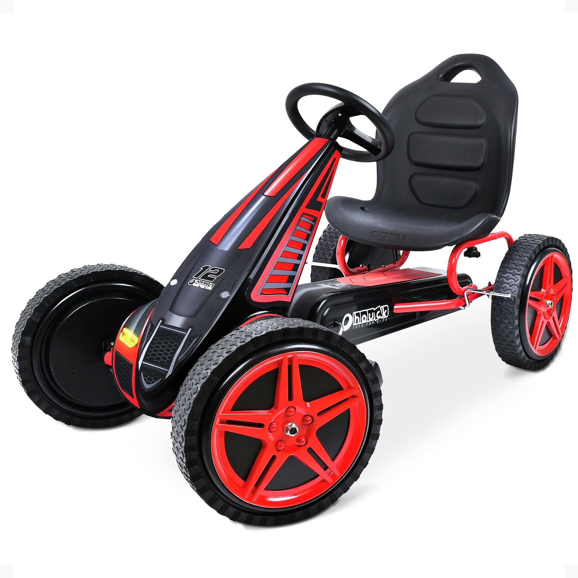 hauck Kids Pedal Go Kart, Hurricane 4 Wheel Bike Cart with Rubber Tires, Ages 4-10, Red - Outdoor Ride-On Bicycle Karts with Wheels for Boys and Girls