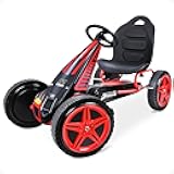 hauck Kids Pedal Go Kart, Hurricane 4 Wheel Bike Cart with Rubber Tires, Ages 4-10, Red - Outdoor Ride-On Bicycle Karts with Wheels for Boys and Girls