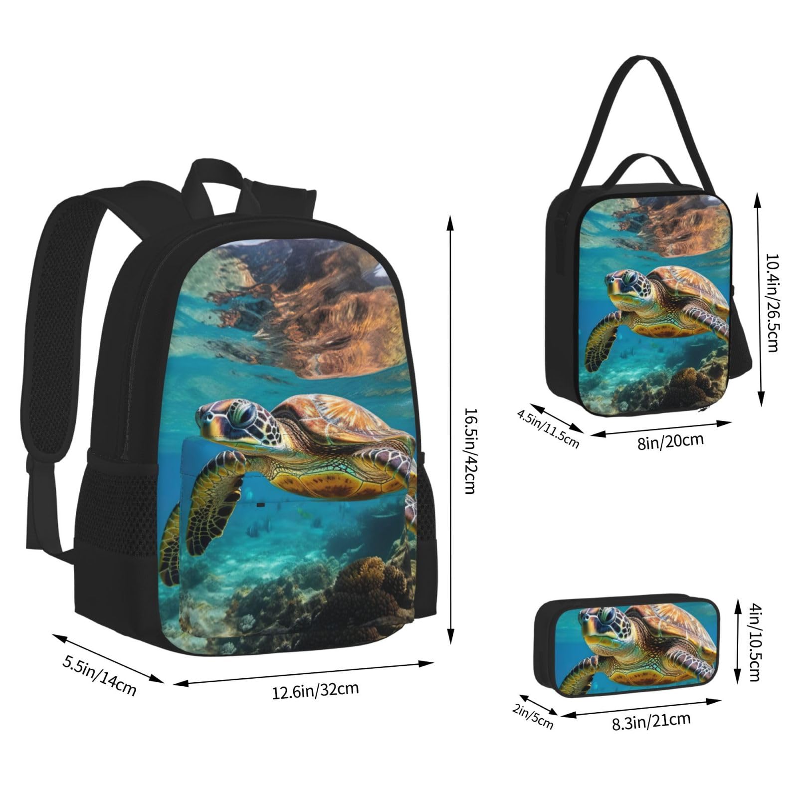 Zaino, borsa portapranzo, astuccio, set da 3 pezzi, per lavoro e