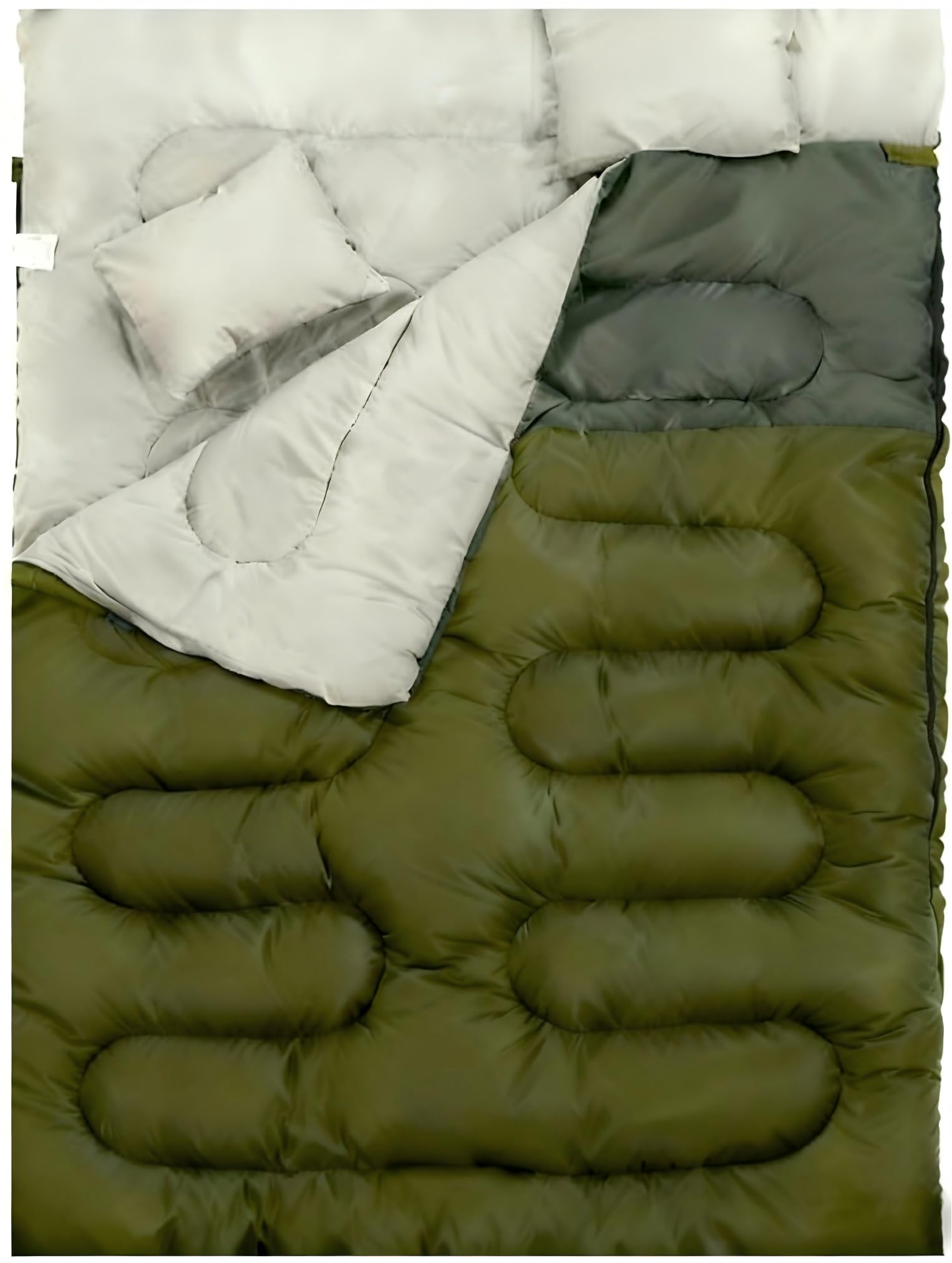 Elevon Double Sleeping Bag 2 Pillows for Adults – Queen Size XL Sleeping Bag Waterproof – 2-Person, 1-Pack, Green – 2-Person, Green — image 1