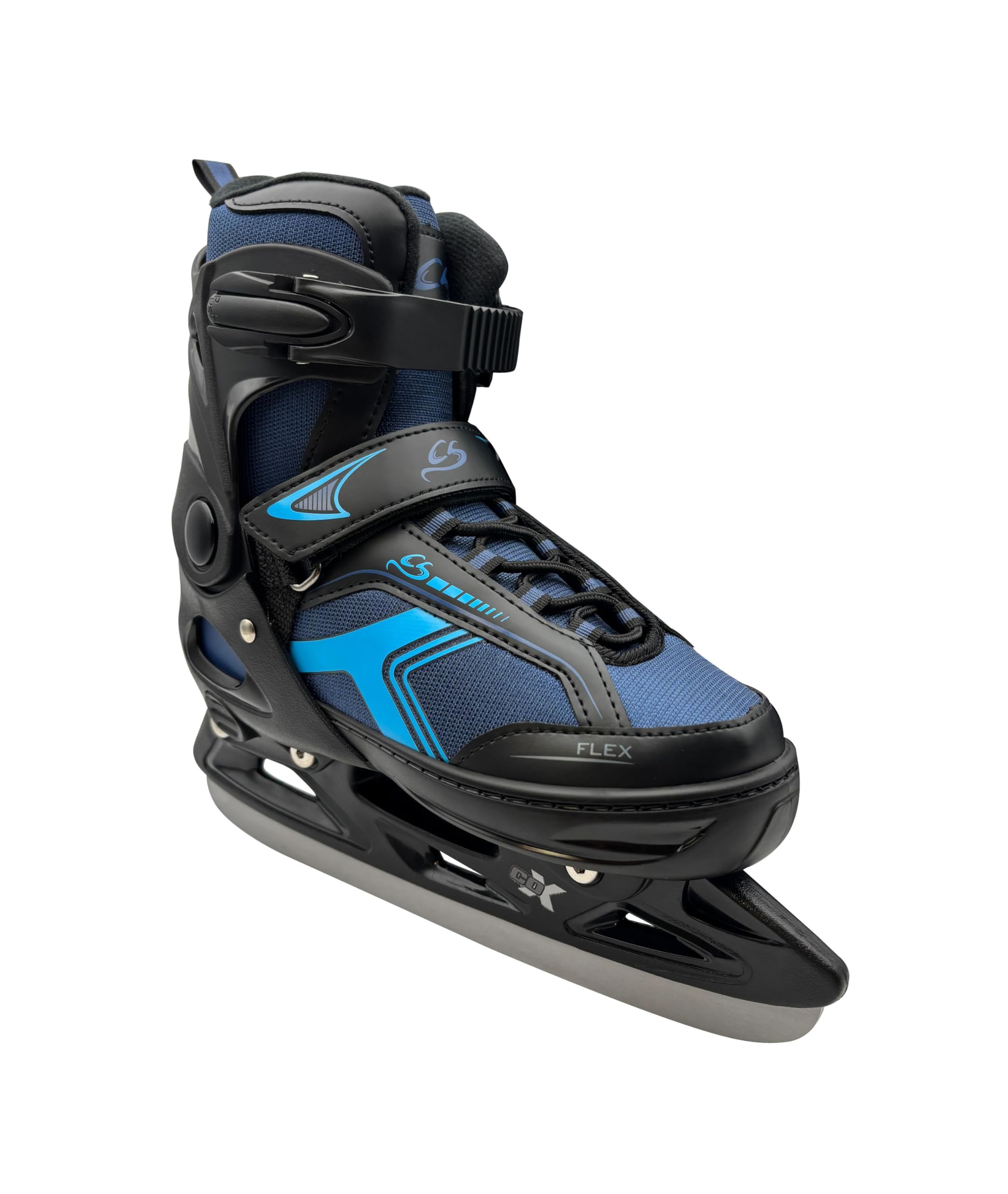 Cox Swain verstellbare Schlittschuhe Polar, Eislaufschuhe für Kinder, Jugendliche und Erwachsene bis 100KG, vorgeschliffene Edelstahlkufe, Softboot, Blue Gr. XS (29-32)