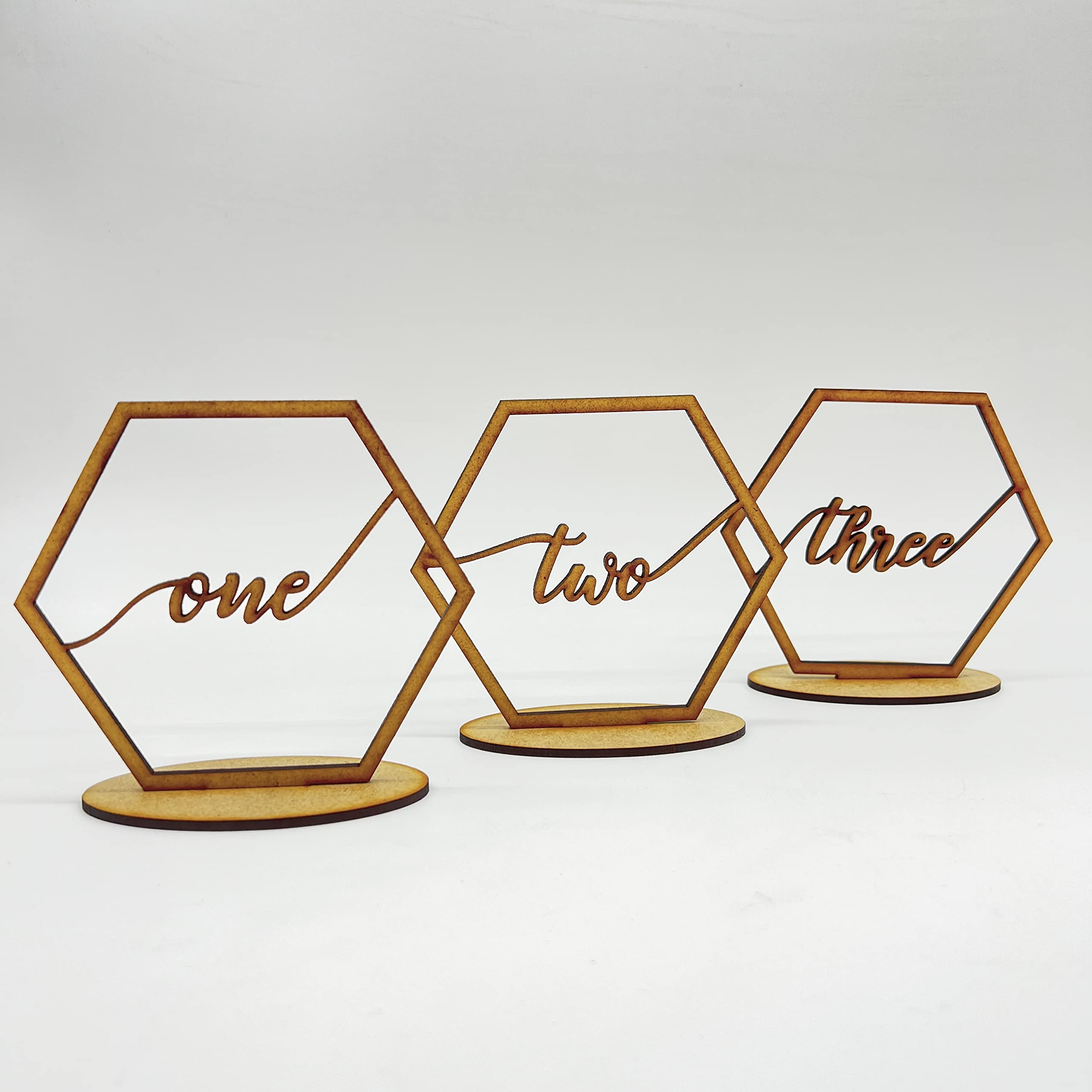 Wedding Hexagon Table Signs, Modern Number Table Setting Signs, Organize Seating (11-15)