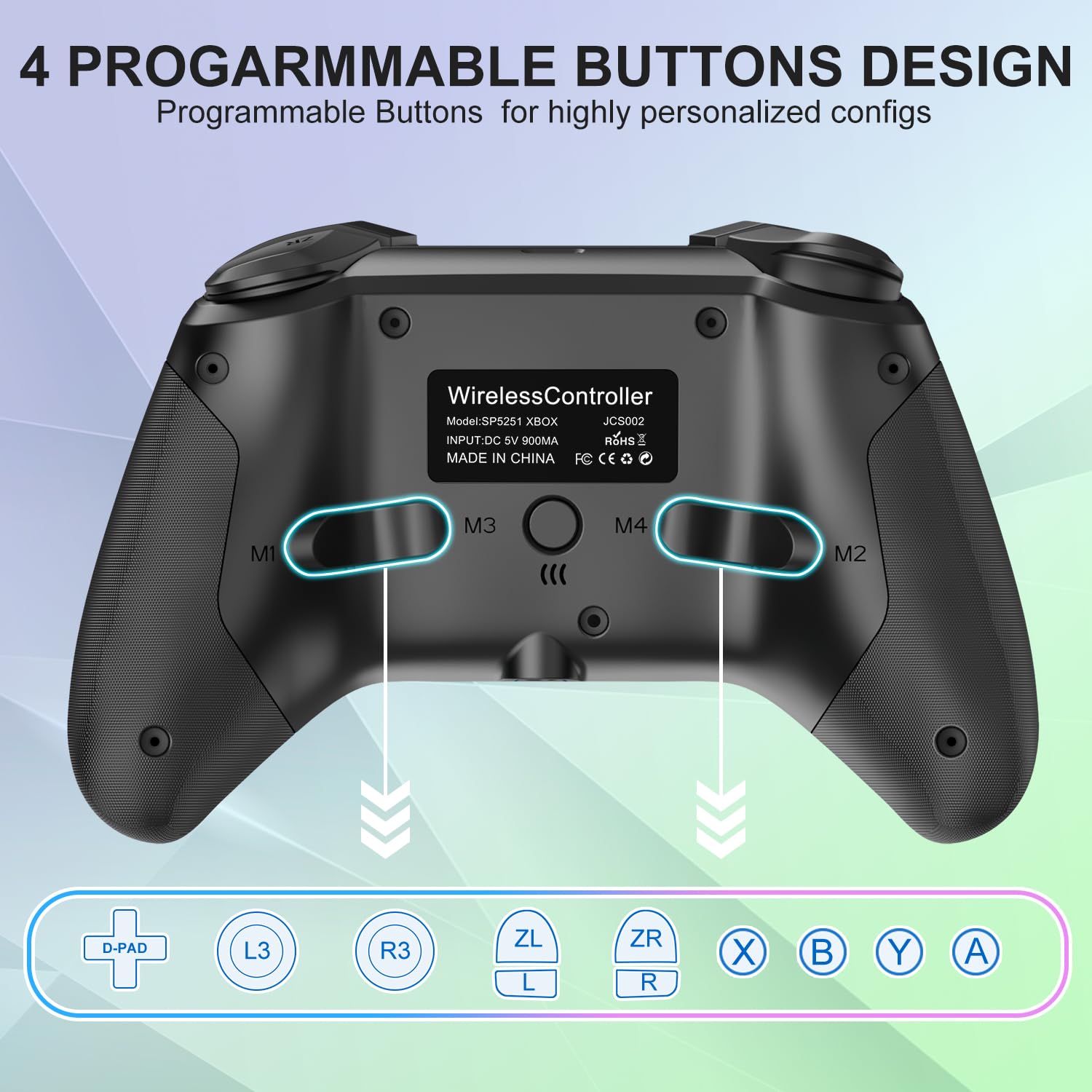 SWCTIM Xbox Controller Wireless für Xbox One, Xbox Series X/S, Xbox One X/S,2.4GHz RGB LED Licht Wireless Controller mit 3.5mm Kopfhörerbuchse,Schwarz