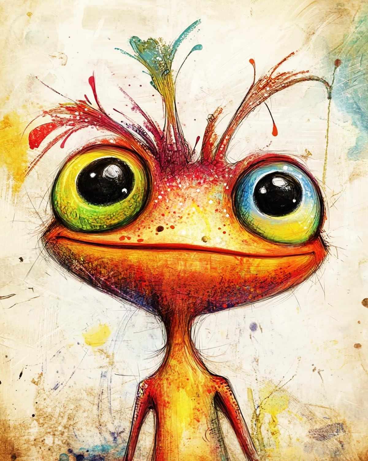 LIUBAISHI Paint by Numbers Kit for Adults, Colourful-Eyed Adorable Baby Monster, 40x50 cm, Acrylic on Canvas