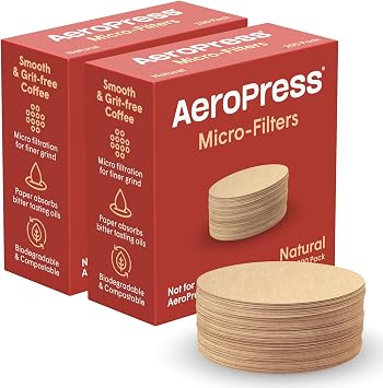 AeroPress Coffee Maker Natural Paper Micro-Filters Round Replacement Coffee Filters, Unbleached, Compostable Paper Filters, Fits Standard Size AeroPress Coffee Makers, 2 Pack 400 Count